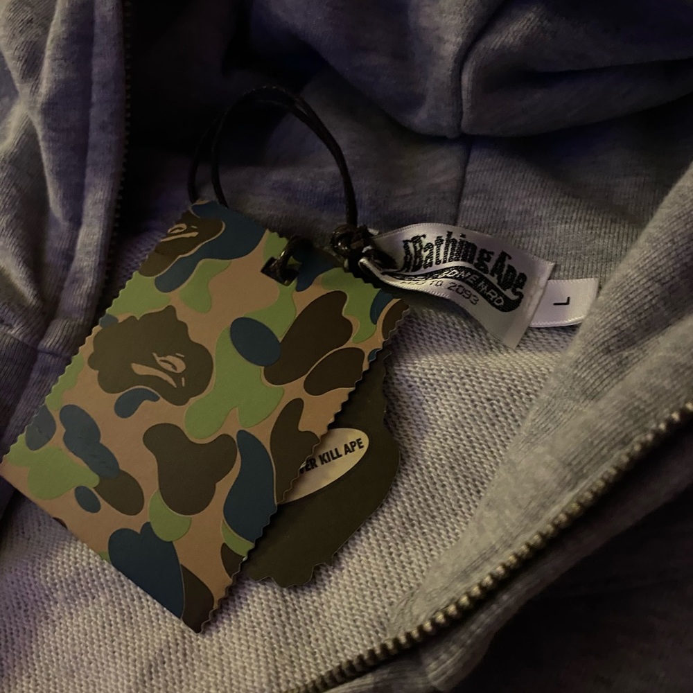 grey bape zip hoodie